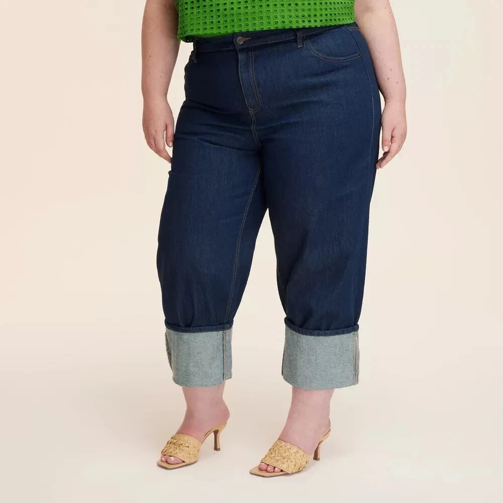 Size 22 | Women's High-Rise Straight Leg Wide Cuff Jeans kate spade